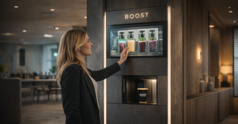 Professional using the Boost Shakes machine